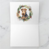 Carte Couronne de Noël festive Airedale Pup (Intérieur)