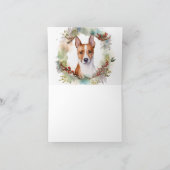 Carte Couronne de Noël festive de Basenji (Intérieur)