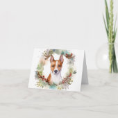 Carte Couronne de Noël festive de Basenji (Devant)