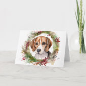 Carte Couronne de Noël festive de Beagle (Devant)