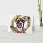 Carte Couronne de Noël festive de Boxer (Devant)