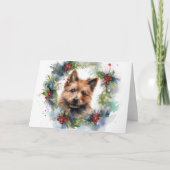 Carte Couronne de Noël festive de Terrier Australien (Devant)