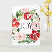 Carte Couronne de Noël Joy aquarelle Belle (Fleur jaune)