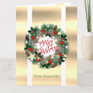 Carte Couronne de Noël luxueuse personnalisable