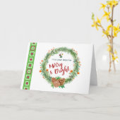 Carte Couronne de Noël Merry & Bright (Fleur jaune)