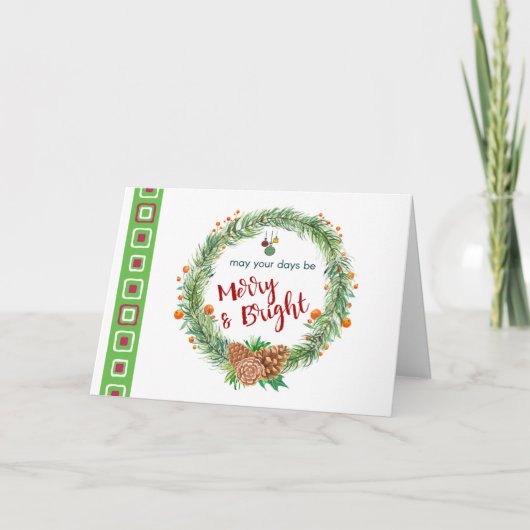 Carte Couronne de Noël Merry & Bright (Devant)