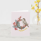 Carte Couronne de Nouvel An pour oiseaux (Fleur jaune)