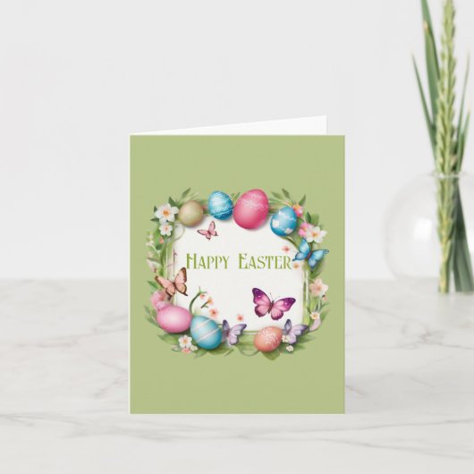Carte Couronne de Pâques : Joyeuses Pâques - (Devant)