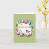 Carte Couronne de Pâques : Joyeuses Pâques - (Fleur jaune)