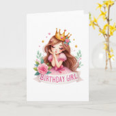 Carte Couronne de princesse anniversaire fille (Fleur jaune)