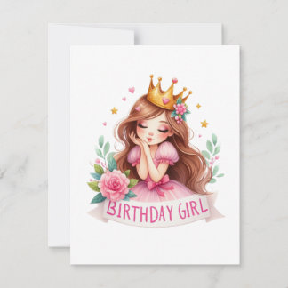 Carte Couronne de princesse pour fille d'anniversaire