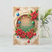 Carte Couronne de vacances d'hiver 🎄❄️ Fleur de Poinset (Debout devant)