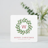 Carte Couronne de verdure minimale de Noël (Debout devant)