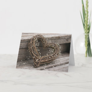 Carte Couronne de vigne en forme de cœur pour anniversai