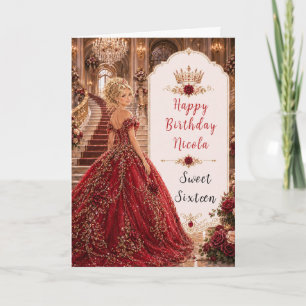 Carte Couronne d'or de la rose de Bourgogne Sweet 16 Pri