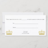 Carte Couronne d'or - luxe royal (Dos)