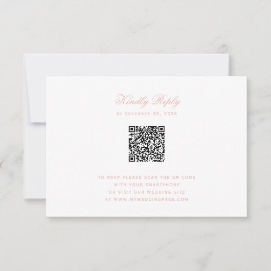 Carte Couronne douce avec rubans roses, RSVP avec code Q (Devant)