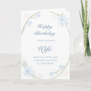 Carte Couronne Fleurie Bleue Anniversaire Femme