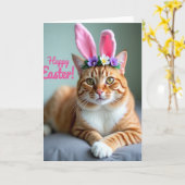 Carte Couronne Fleurie Chat Roux (Fleur jaune)