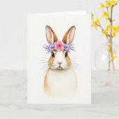 Carte Couronne Fleurie de Lapin Mignon (Fleur jaune)
