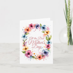 Carte Couronne florale aquarelle pour la fête des Mères