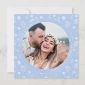 Carte Couronne florale blanche bleue Enregistrer la date (Dos)