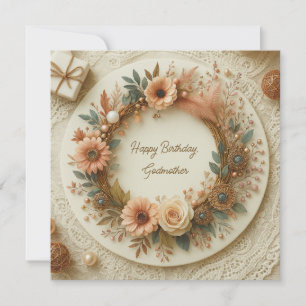 Carte Couronne florale bohème entièrement personnalisabl