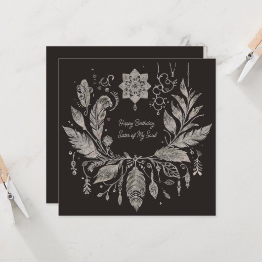 Carte Couronne florale bohème entièrement personnalisabl (Devant/Arrière en situation)