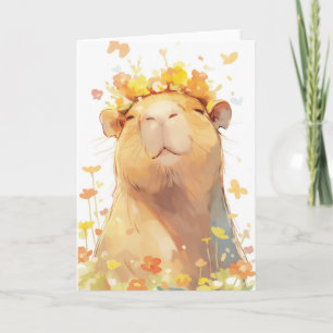Carte Couronne florale de capybara