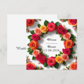 Carte Couronne florale de mariage colorée (Devant / Derrière)