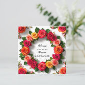 Carte Couronne florale de mariage colorée (Debout devant)