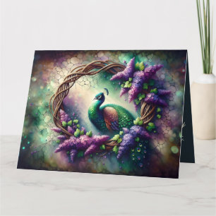 Carte Couronne florale de paon enchanté
