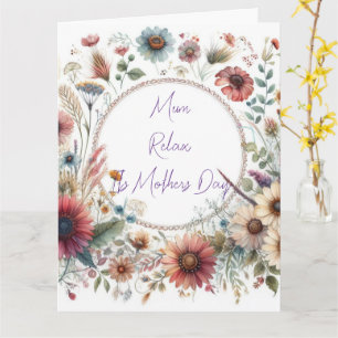 Carte Couronne florale Message de la fête des Mères.