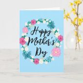 Carte Couronne florale printanière pour la fête des mère (Fleur jaune)