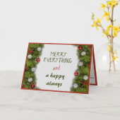 Carte Couronne joyeuse citation de Noël et de Nouvel An (Fleur jaune)