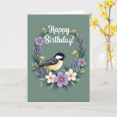 Carte Couronne Oiseau Joyeux (Fleur jaune)
