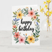 Carte Couronne Pastel Rayée (Fleur jaune)