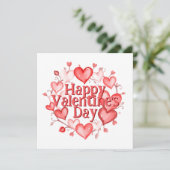 Carte Couronne romantique rouge cœurs roses Saint-Valent (Debout devant)