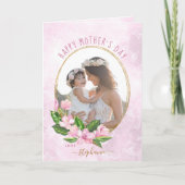 Carte Couronne rose or floral sur mesure Photo Fête des (Devant)