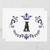 Carte Couronne Wreath A Monogramme (Devant / Derrière)