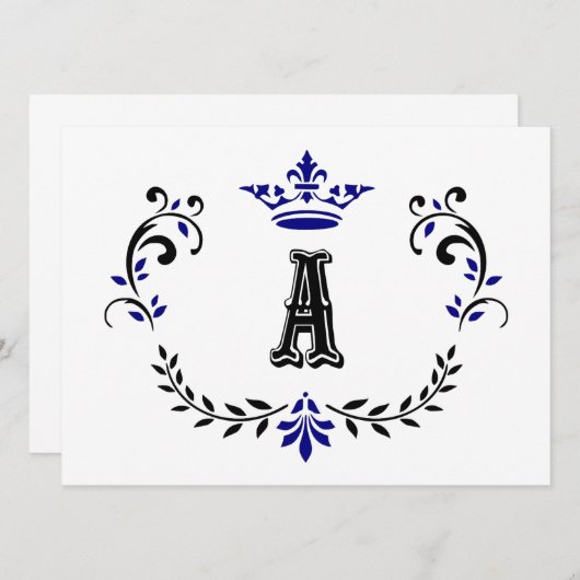 Carte Couronne Wreath A Monogramme (Devant / Derrière)