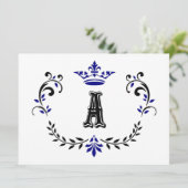 Carte Couronne Wreath A Monogramme (Debout devant)