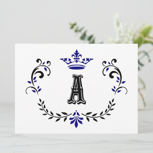 Carte Couronne Wreath A Monogramme (Debout devant)