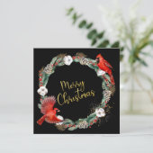 Carte Courrier de vacances, Cardinaux rouges - Noël d'af (Debout devant)