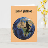 Carte Cours dans le monde d'anniversaire (Fleur jaune)