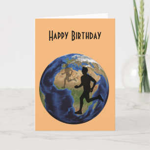 Carte Cours dans le monde d'anniversaire