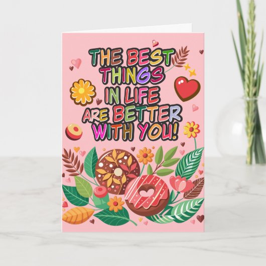Carte Cours de la Saint-Valentin Boho Donuts et Fleurs (Devant)