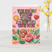 Carte Cours de la Saint-Valentin Boho Donuts et Fleurs (Fleur jaune)