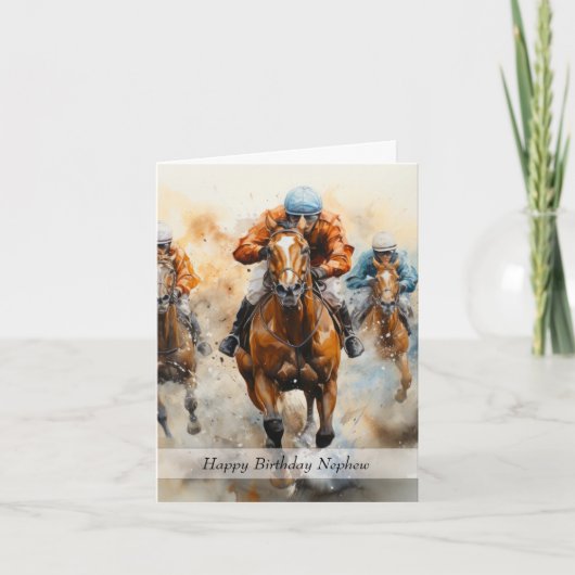 Carte Course à cheval Nephew Anniversaire (Devant)