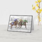 Carte Course à trois chevaux - Cou et Cou (Fleur jaune)